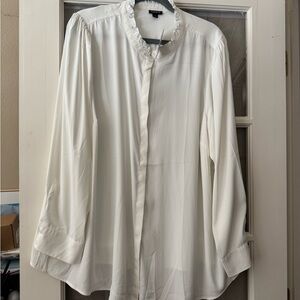 Torrid Ivory Ruffled Neck Blouse